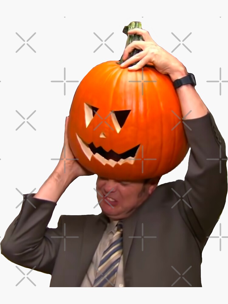 dwight-schrute-halloween-pumpkin-head-sticker-for-sale-by-bubblytank