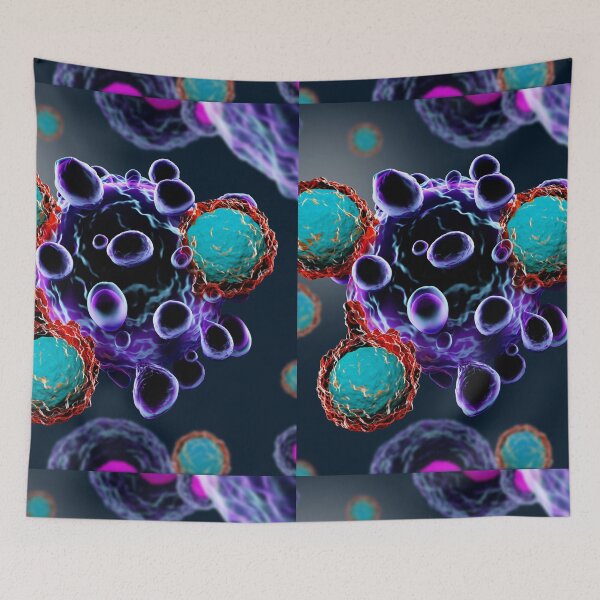Item preview, T CELLS ATTACKING MICROSCOPIC VIEW PHOTO IMAGE MEDICAL LABORATORY SCIENTIST designed and sold by Hippiesole.