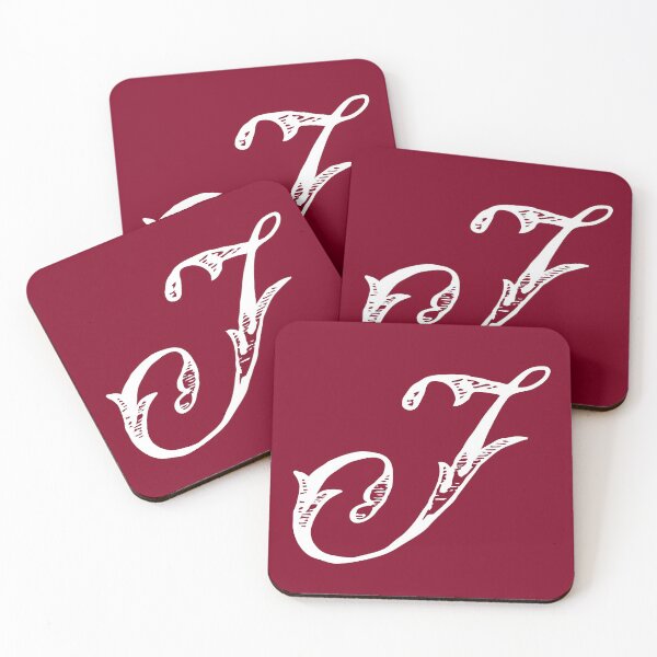 Item preview, Vintage Stylish White Burgundy Red Monogram Letter J designed and sold by Vintage-TM.