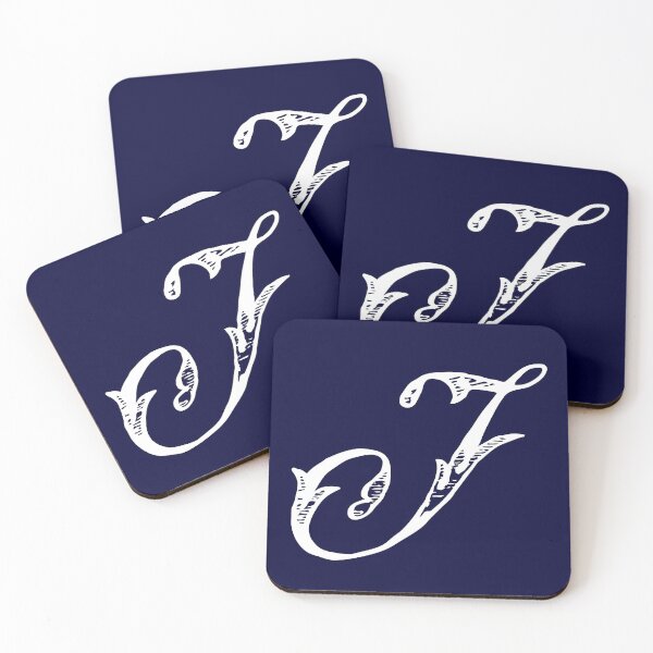 Item preview, Vintage Stylish White Navy Blue Monogram Letter J designed and sold by Vintage-TM.