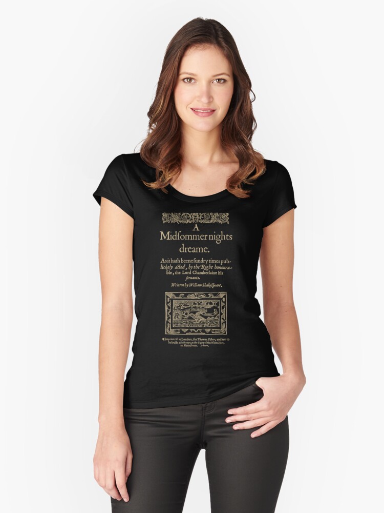 Imagen 1 de 3, Camiseta entallada de cuello ancho con la obra Shakespeare, diseñada y vendida por bibliotee.