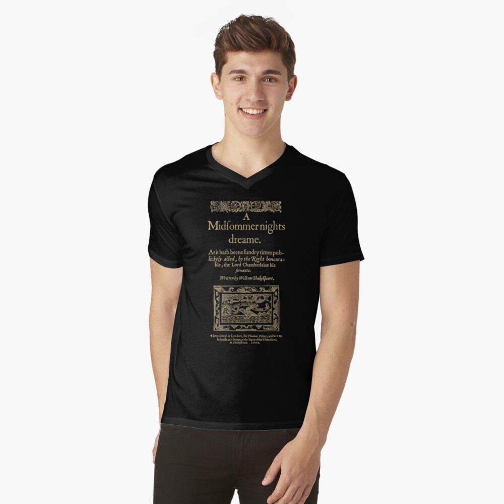 Vista previa del artículo con la obra «Camiseta de cuello en V», diseñado y vendido por bibliotee.