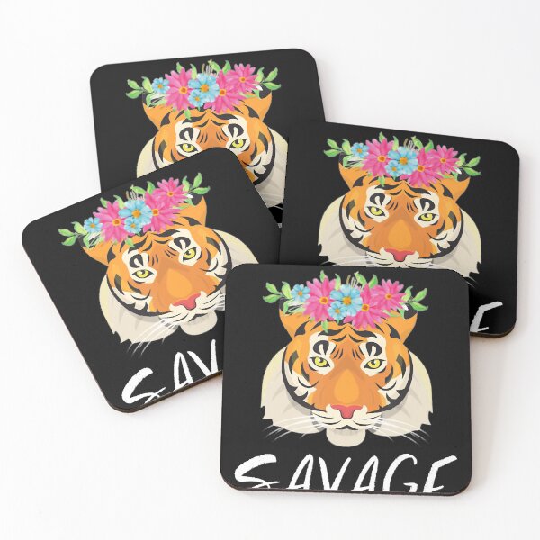 Artikelvorschau, Savage Tiger Flower Crown Nobles T-Shirt mit Tiermotiv entworfen und verkauft von LenaEhrlichmann.