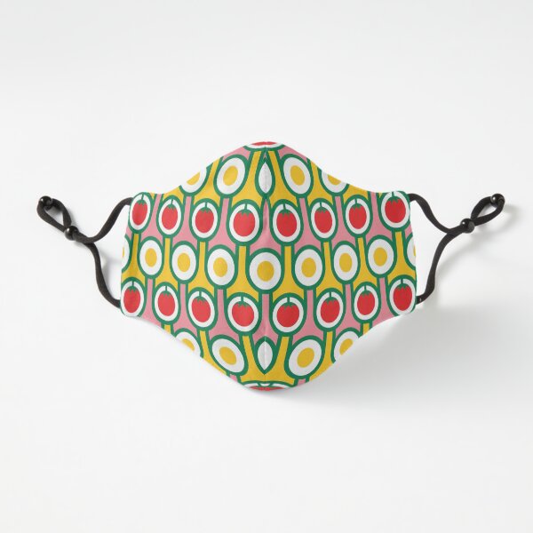 Scandi Midcentury Modern Retro Geometric Eggs Tomatoes Pattern Fitted 3-Layer