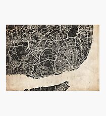 lisbon map ink lines Photographic Print