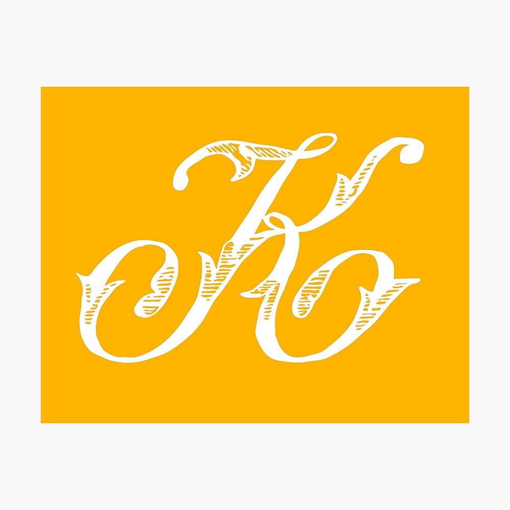 Vintage Stylish White Mustard Yellow Monogram Letter K Poster For Sale By Vintage Tm Redbubble