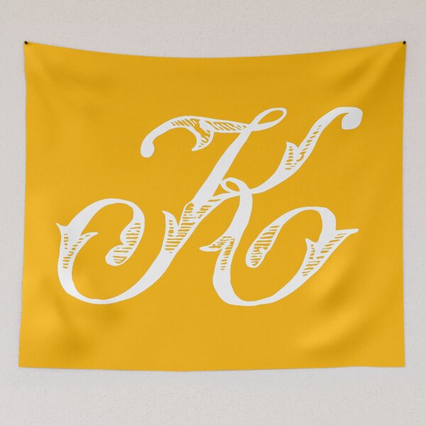 Item preview, Vintage Stylish White Mustard Yellow Monogram Letter K designed and sold by Vintage-TM.