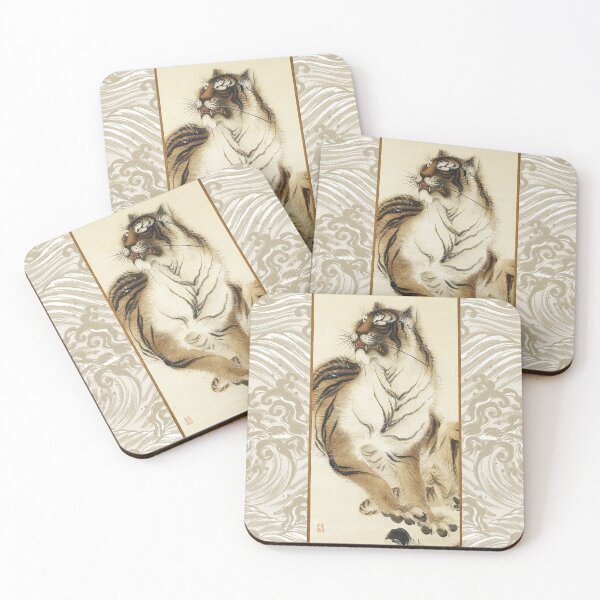 Item preview, TIGER WITH SEA WAVES Antique Japanese Woodcut designed and sold by BulganLumini.