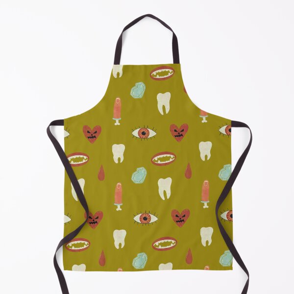 Item preview, Cute and Spooky Halloween Pattern, Mustard Background, Vampire, Eye, Tooth, Heart designed and sold by nkdttr.