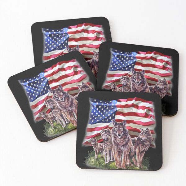 Item preview, T-Shirt, Patriotic USA Wolves Pack, North America Wolf designed and sold by LenaEhrlichmann.