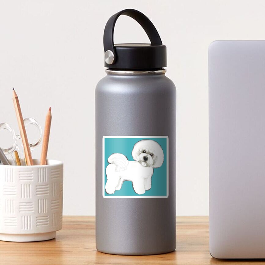 Bichon Frise dogs Fun Summer Turquoise Sticker