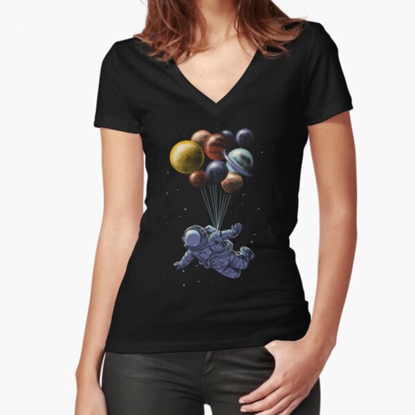 Space Travel Fitted V-Neck T-Shirt