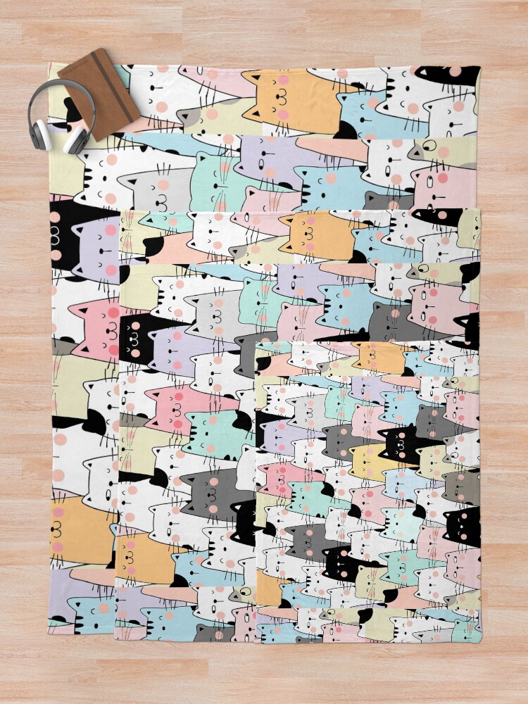 Thumbnail 5 of 6, Throw Blanket, Colorful Cats designed and sold by Dollfacedesign.