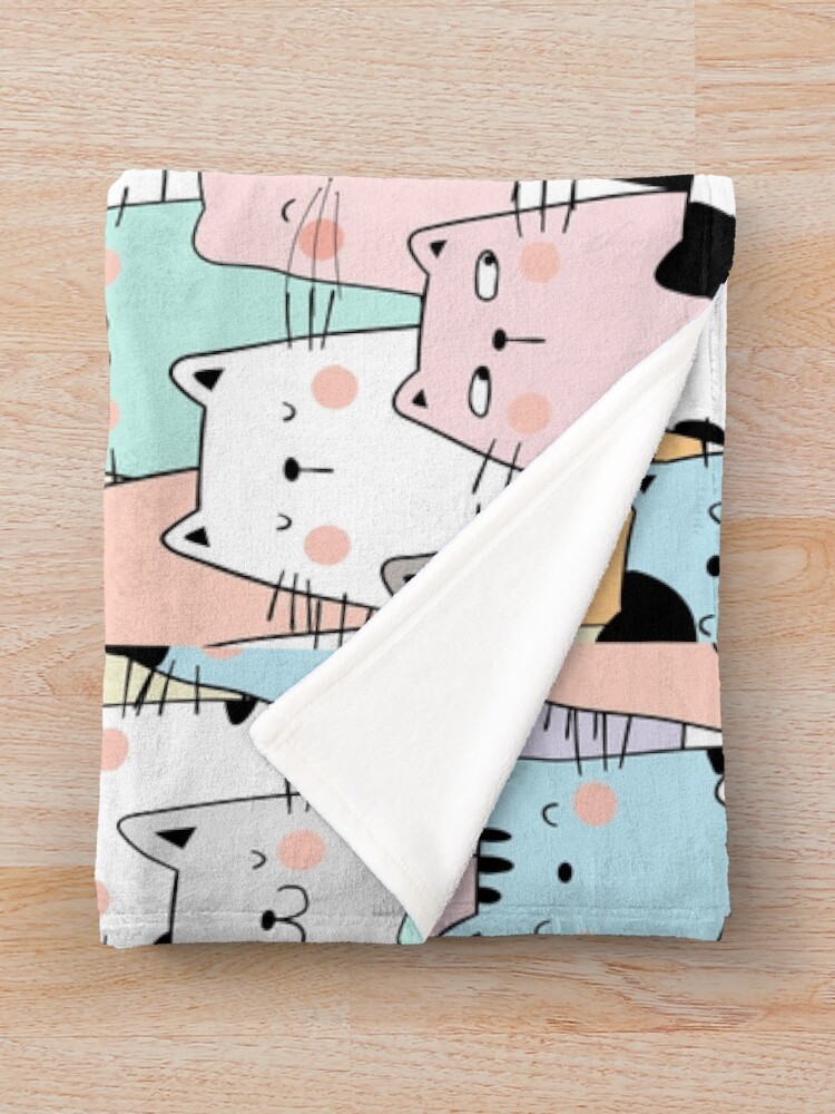 Thumbnail 3 of 6, Throw Blanket, Colorful Cats designed and sold by Dollfacedesign.
