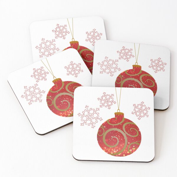 Item preview, Elegant Red Sparkle and Gold Christmas Ornament with Snowflakes designed and sold by ittybittyowl.