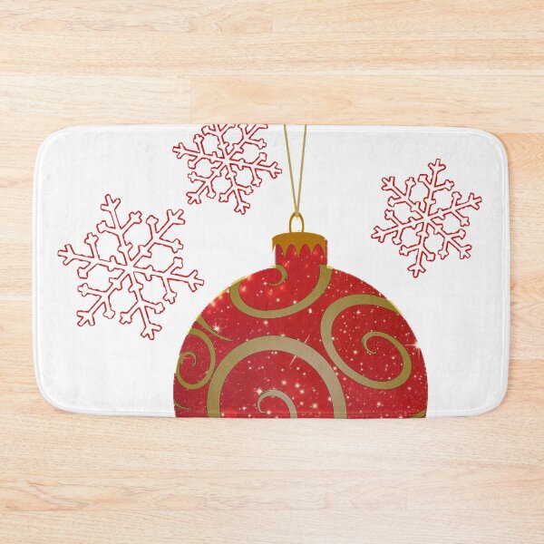 Aperçu de l'œuvre Élégante décoration de Noël scintillante rouge et dorée avec des flocons de neige créée et vendue par ittybittyowl.