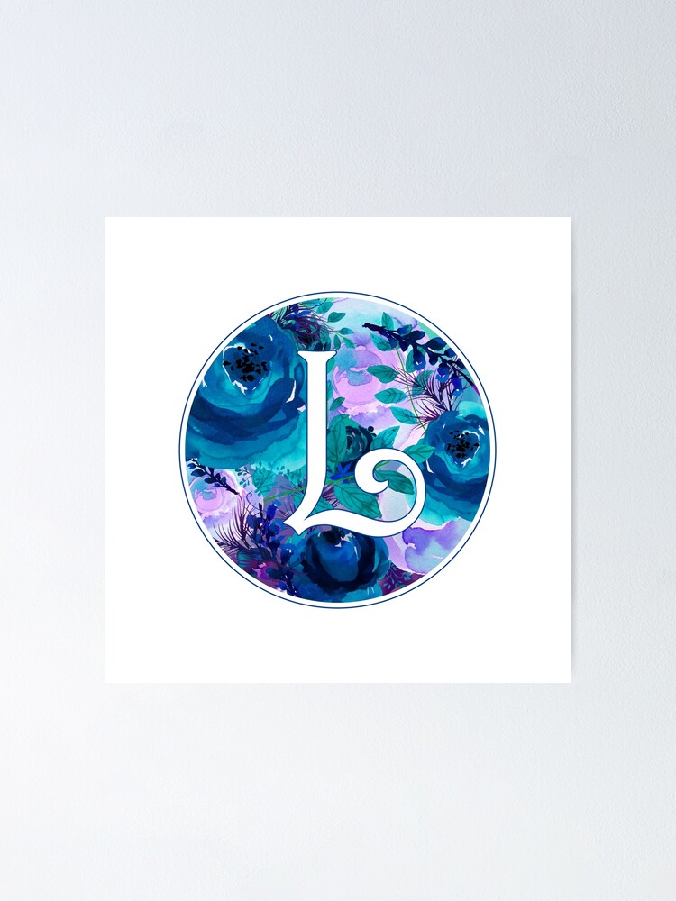 The Letter 'J' Blue Floral Circle Monogram  Canvas Print for Sale