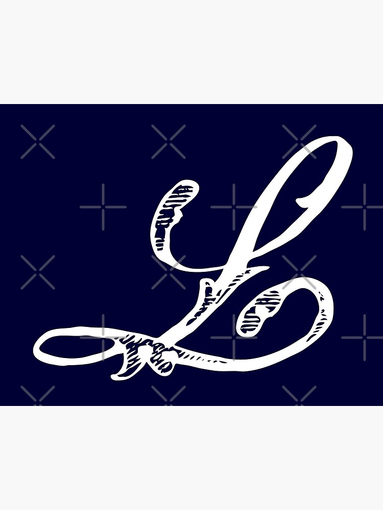 Vintage Stylish White Navy Blue Monogram Letter L | Art Board Print