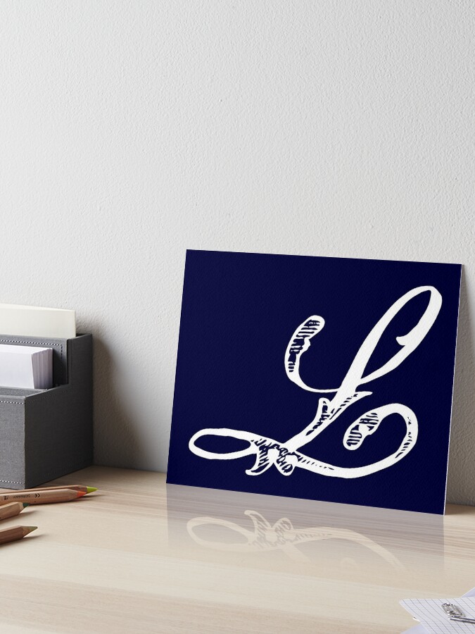 Vintage Stylish White Navy Blue Monogram Letter L | Art Board Print