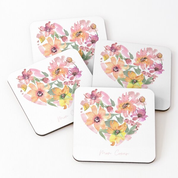 Item preview, My heart in french watercolor flower  designed and sold by frenchstylehome.