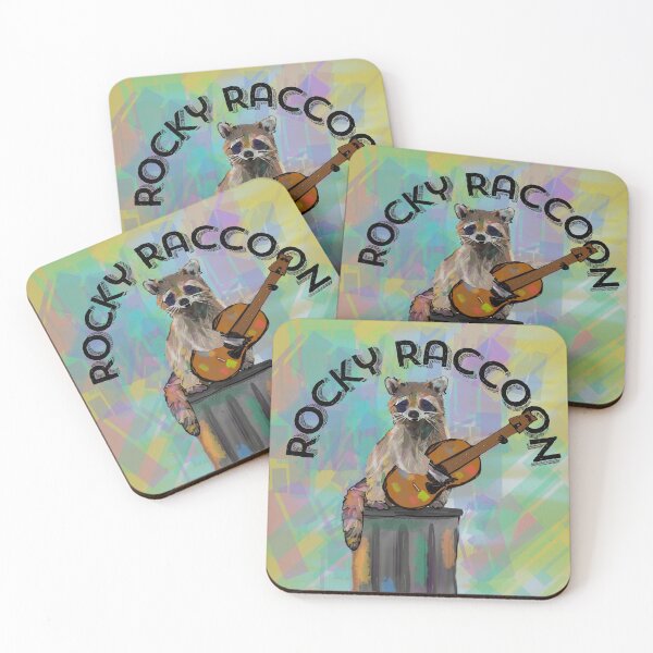 Item preview, Rocky Raccoon Guitar playing Raccoon Beatles - text  designed and sold by peterdrawings.