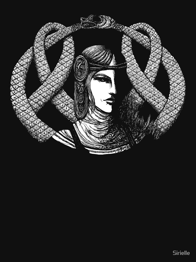 Thumbnail 7 of 7, Classic T-Shirt, Hel in Black - portrait designed and sold by Sirielle.