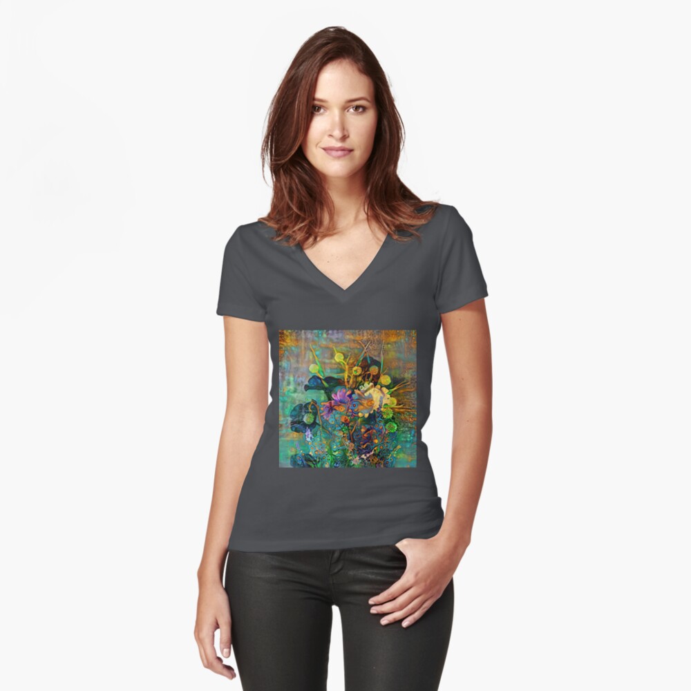 Item preview, Fitted V-Neck T-Shirt designed and sold by blackhalt.