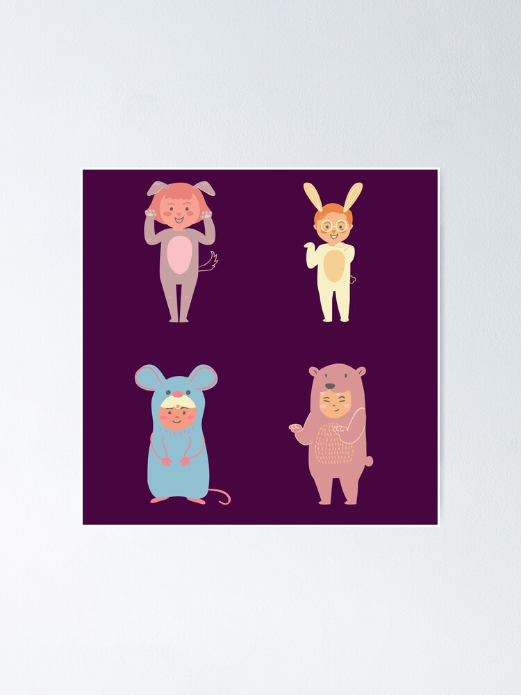 "Cute kids animals" Poster by Viola-Design | Redbubble