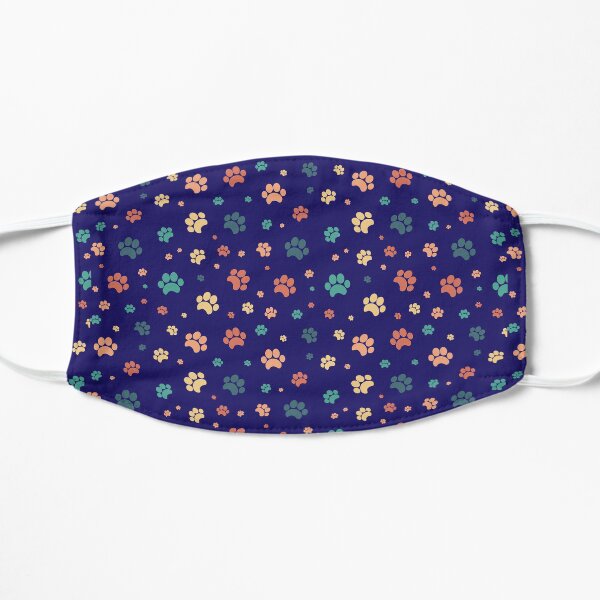 Animal Lover Pet Colorful Paw Print Pattern Gift Flat Mask