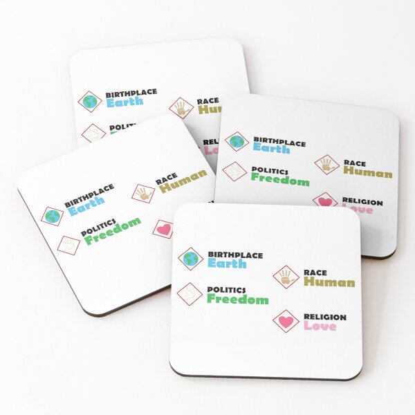 Item preview, Birthplace Earth Race Human Politics Freedom Religion Love - 4 Stickers Pack - Black designed and sold by LookFrog.