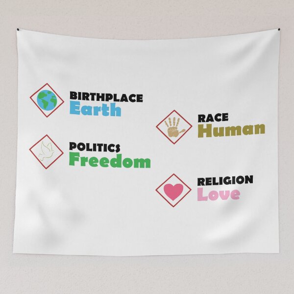 Item preview, Birthplace Earth Race Human Politics Freedom Religion Love - 4 Stickers Pack - Black designed and sold by LookFrog.