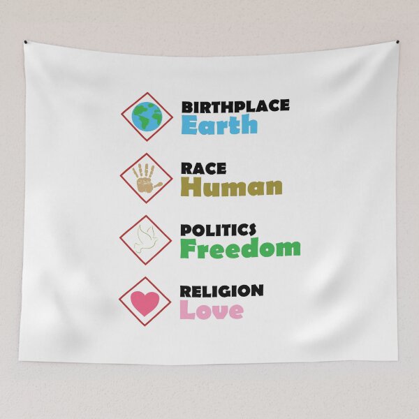 Item preview, Birthplace Earth Race Human Politics Freedom Religion Love - Black designed and sold by LookFrog.