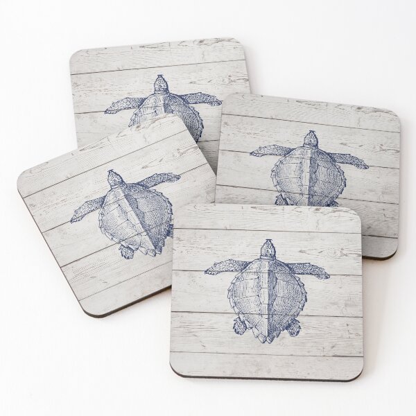 Item preview, Preppy rustic white wood coastal beach chic sea turtle designed and sold by IamTrending.