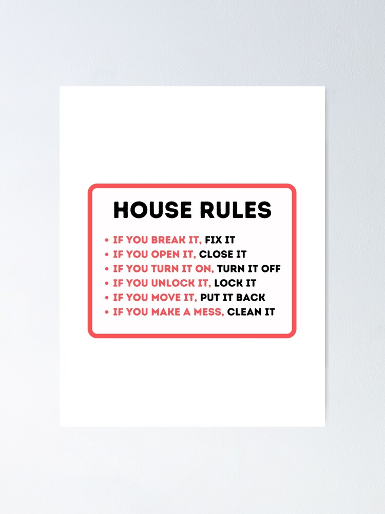 "Funny House Rules for Vacation Rentals" Poster for Sale by IronMark19