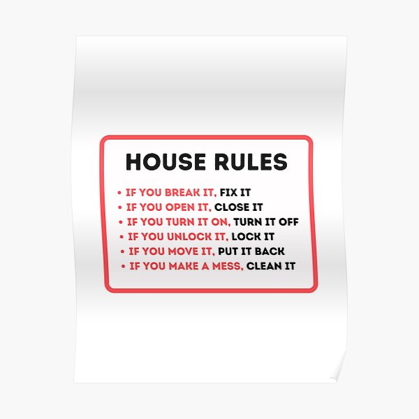 "Funny House Rules for Vacation Rentals" Poster for Sale by IronMark19