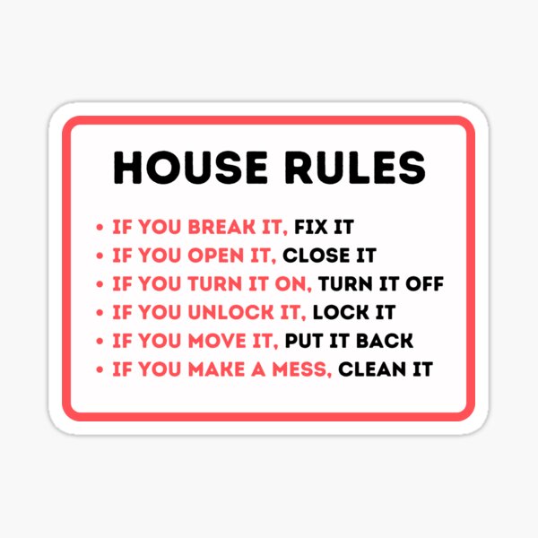 Funny House Rules for Vacation Rentals Sticker