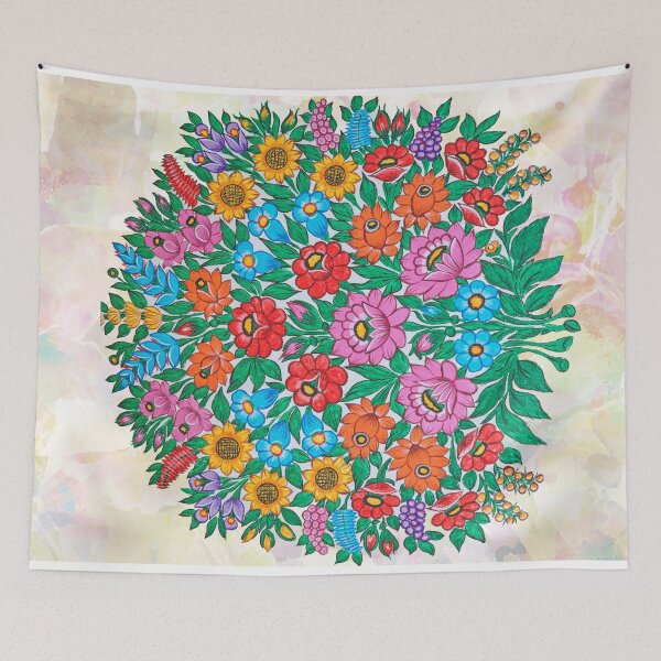 Item preview, Zalipie Poland folk mural painting artwork (2) designed and sold by folkyouall.