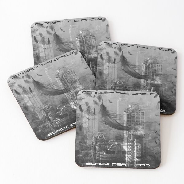 Connect The Circle - Black Feathers Coasters (Set of 4)