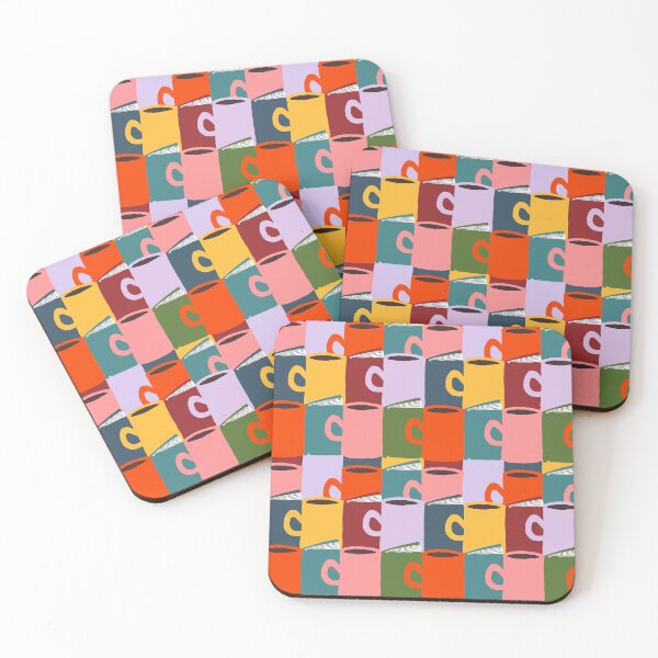 Item preview, "Cozy Hygge Reading" Pop Art Modern Books Coffee Tea Pink Red Orange Yellow Blue Green Graphic Designer Print designed and sold by victoriabdesign.