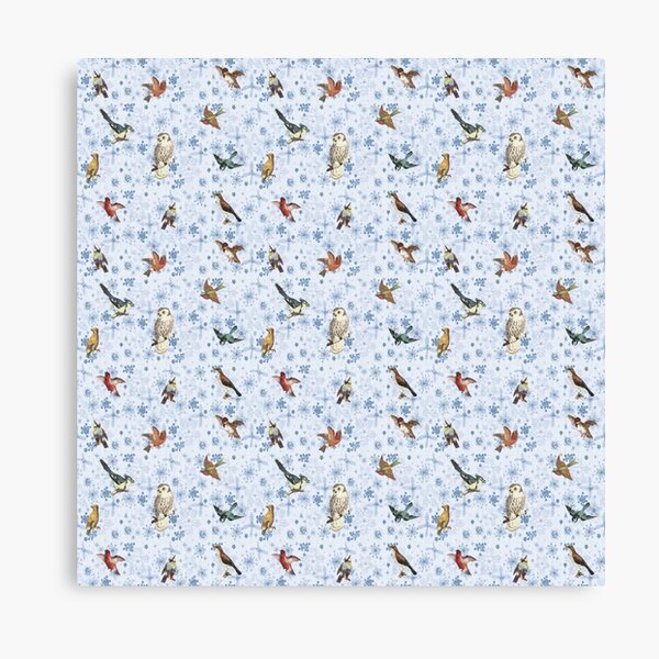 Winter Song Birds with snowflakes Canvas Print