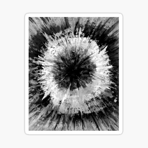 Black and White Tie Dye Painted Multi-Media Design Sticker