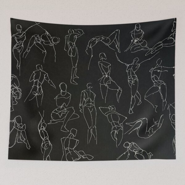 Item preview, Black and White Movement Study Sketch Pattern designed and sold by GingerEccentric.