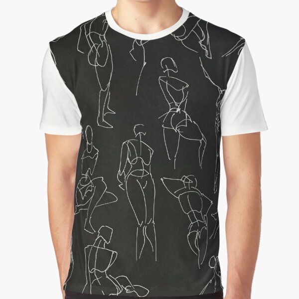 Black and White Movement Study Sketch Pattern | Graphic T-Shirt