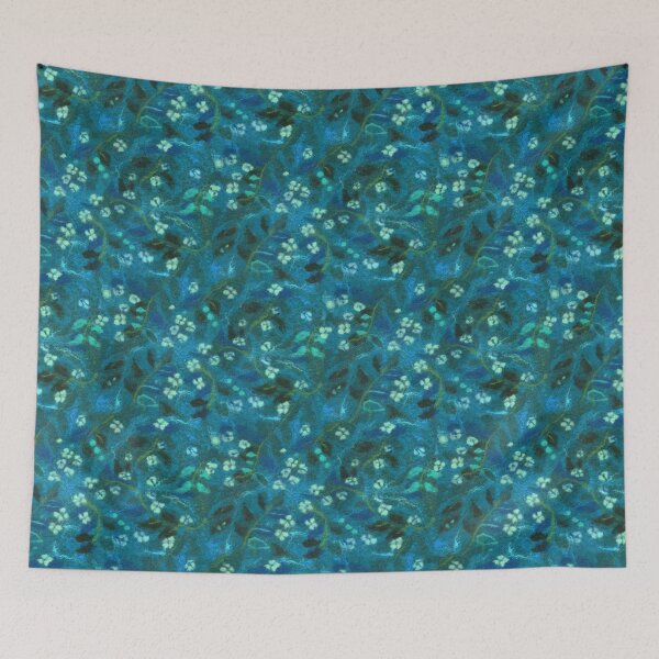 Item preview, Apple Blossom, Floral Pattern, Felted Wool Texture, Turquoise designed and sold by Julia Khoroshikh.