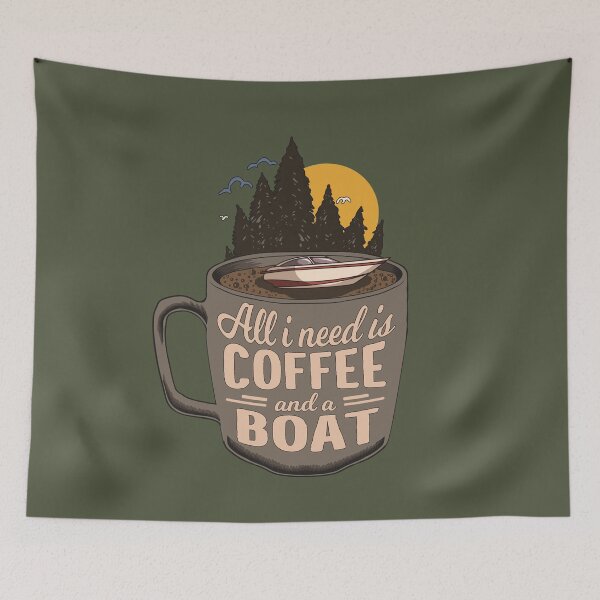 Item preview, Coffee & Motor Boat Cartoon Gift designed and sold by MrEddie10.