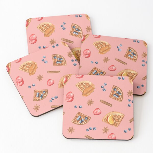 Item preview, Waffles with honey, berries, orange and spices (pattern on pink) designed and sold by Flowersforbear.