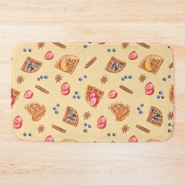 Item preview, Waffles with honey, berries, orange and spices (pattern on yellow) designed and sold by Flowersforbear.