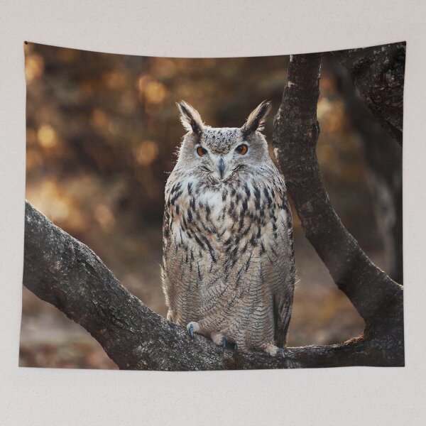 Item preview, Eurasian eagle-owl on a branch designed and sold by EvaWald.