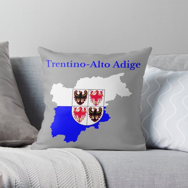 Trentino-South Tyrol Map , Italy, Italian Region. Throw Pillow