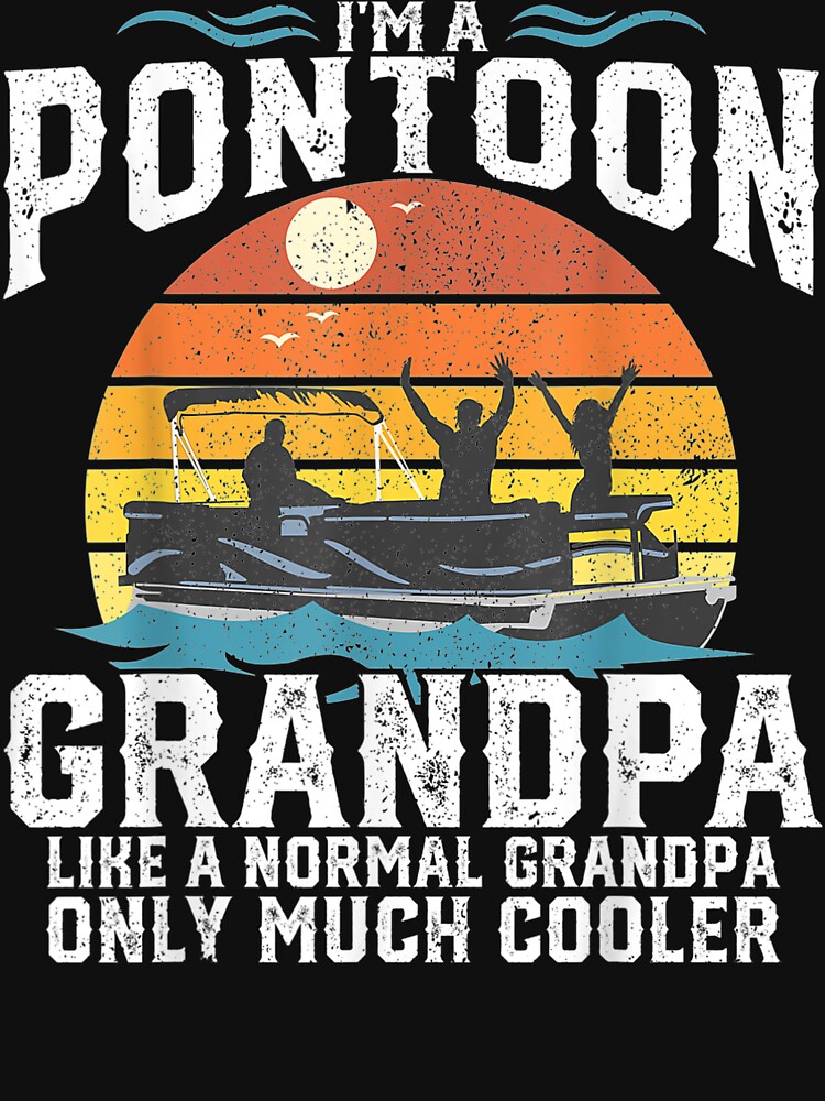 Mens Pontoon Grandpa Captain Retro Funny Boating Fathers Day Gift